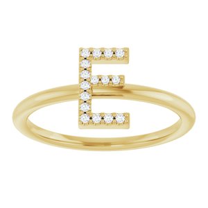 14K Yellow Gold .06 CTW Natural Diamond Initial E Ring