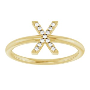 14K Yellow Gold .05 CTW Natural Diamond Initial X Ring