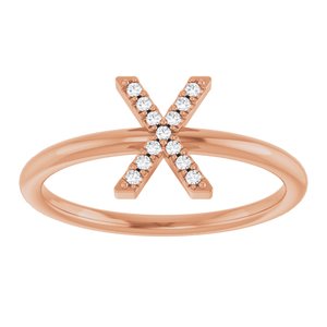 14K Rose Gold .05 CTW Natural Diamond Initial X Ring