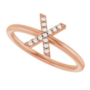 14K Rose Gold .05 CTW Natural Diamond Initial X Ring