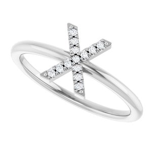 14K White Gold .05 CTW Natural Diamond Initial X Ring