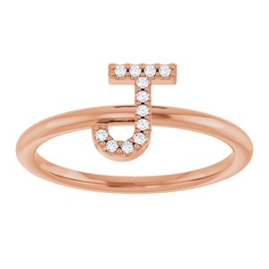14K Rose Gold .05 CTW Natural Diamond Initial J Ring