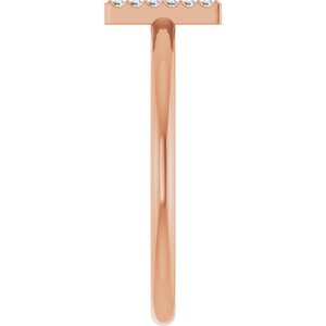 14K Rose Gold .05 CTW Natural Diamond Initial H Ring