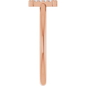 14K Rose Gold .04 CTW Natural Diamond Initial I Ring