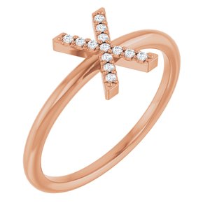 14K Rose Gold .05 CTW Natural Diamond Initial X Ring