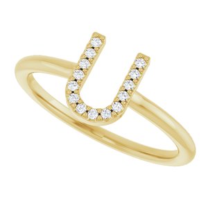 14K Yellow Gold .05 CTW Natural Diamond Initial U Ring
