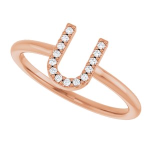 14K Rose Gold .05 CTW Natural Diamond Initial U Ring