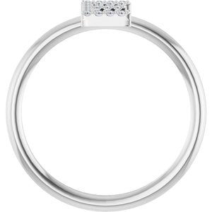 Sterling Silver .06 CTW Natural Diamond Initial E Ring
