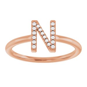 14K Rose Gold .06 CTW Natural Diamond Initial N Ring