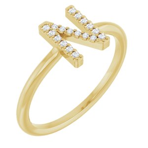 14K Yellow Gold .06 CTW Natural Diamond Initial N Ring