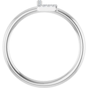 Sterling Silver .04 CTW Natural Diamond Initial L Ring
