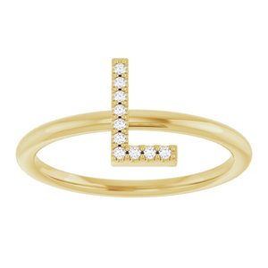 14K Yellow Gold .04 CTW Natural Diamond Initial L Ring