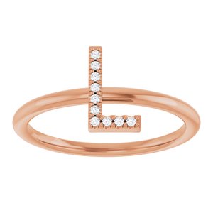 14K Rose Gold .04 CTW Natural Diamond Initial L Ring