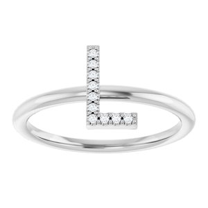 Sterling Silver .04 CTW Natural Diamond Initial L Ring