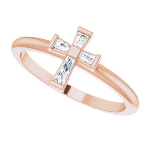 14K Rose Gold 1/10 CTW Natural Diamond Stackable Cross Ring