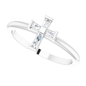 Sterling Silver 1/10 CTW Natural Diamond Stackable Cross Ring