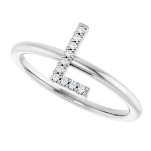 14K White Gold .04 CTW Natural Diamond Initial L Ring
