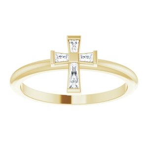 14K Yellow Gold 1/10 CTW Natural Diamond Stackable Cross Ring