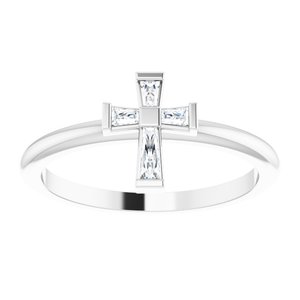 Sterling Silver 1/10 CTW Natural Diamond Stackable Cross Ring