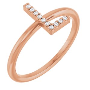 14K Rose Gold .04 CTW Natural Diamond Initial L Ring