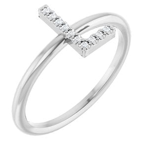 Sterling Silver .04 CTW Natural Diamond Initial L Ring