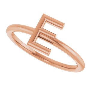 14K Rose Gold Initial E Ring