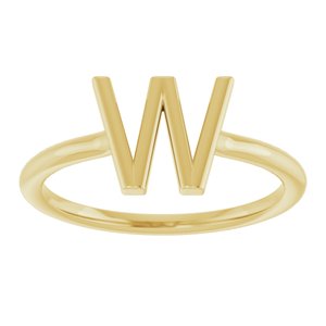 14K Yellow Gold Initial W Ring