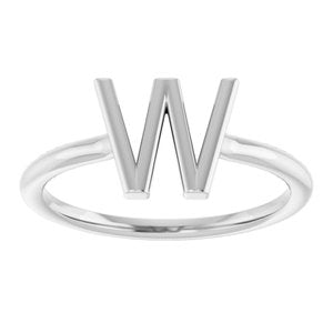 Platinum Initial W Ring