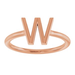 14K Rose Gold Initial W Ring