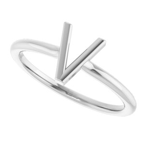 Sterling Silver Initial V Ring
