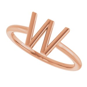 14K Rose Gold Initial W Ring