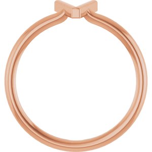 14K Rose Gold Initial V Ring