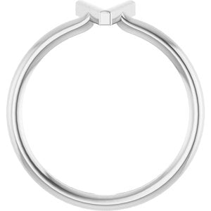 14K White Gold Initial V Ring