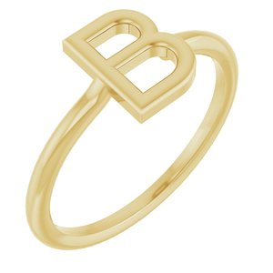 14K Yellow Gold Initial B Ring