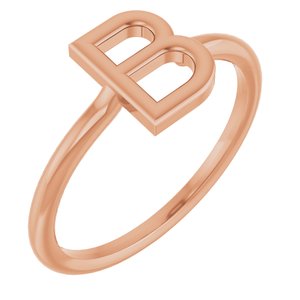 14K Rose Gold Initial B Ring