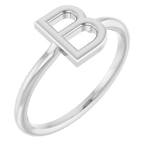 14K White Gold Initial B Ring