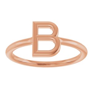 14K Rose Gold Initial B Ring
