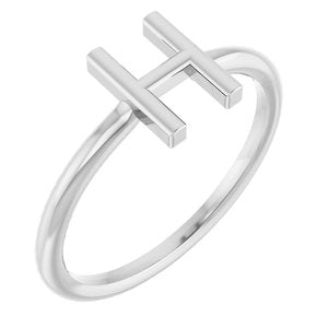 Sterling Silver Initial H Ring