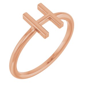 14K Rose Gold Initial H Ring