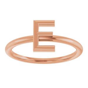 14K Rose Gold Initial E Ring