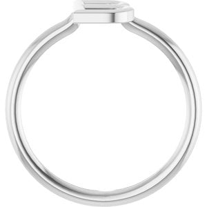 14K White Gold Initial B Ring