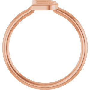 14K Rose Gold Initial B Ring