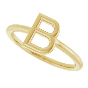 14K Yellow Gold Initial B Ring