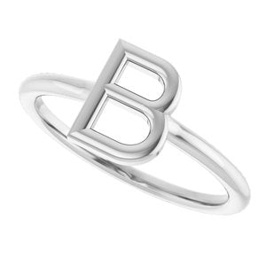 14K White Gold Initial B Ring