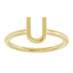 14K Yellow Gold Initial U Ring