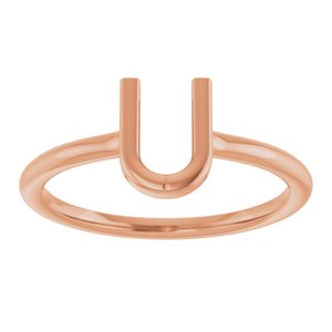 14K Rose Gold Initial U Ring