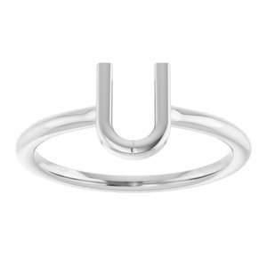 14K White Gold Initial U Ring