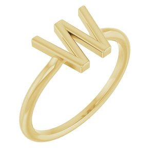 14K Yellow Gold Initial W Ring