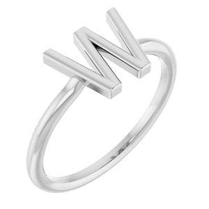 Sterling Silver Initial W Ring