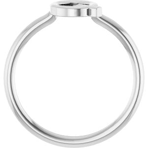 14K White Gold Initial Q Ring
